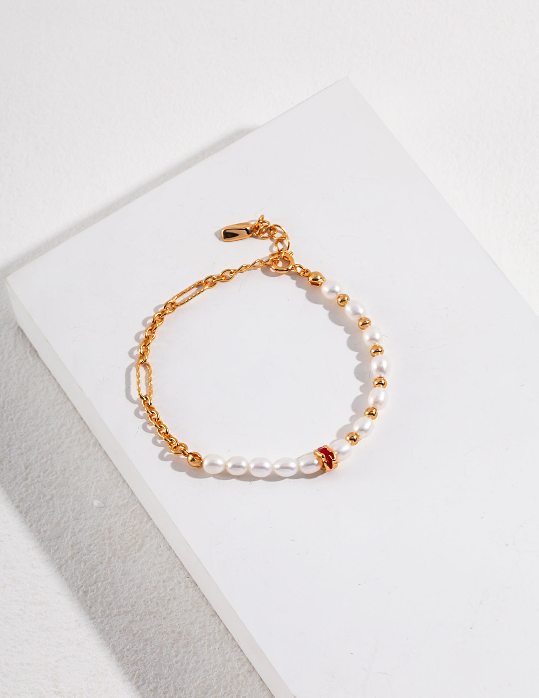 Glaze Dripping Silver Pearl Bracelet