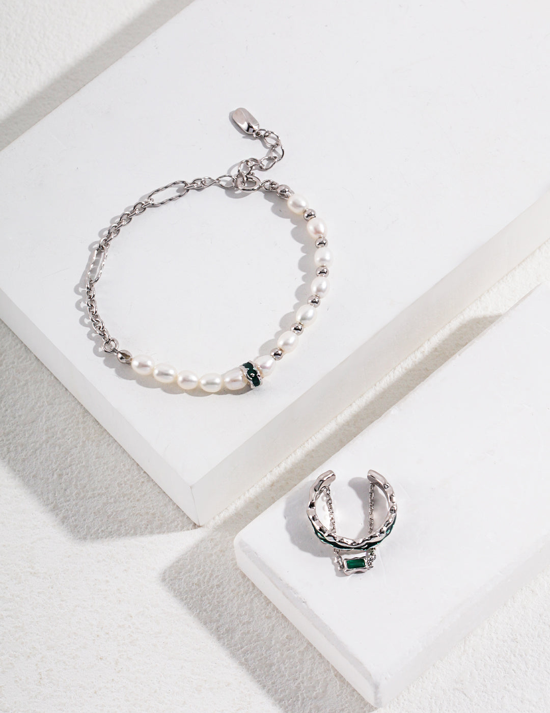 Glaze Dripping Silver Pearl Bracelet
