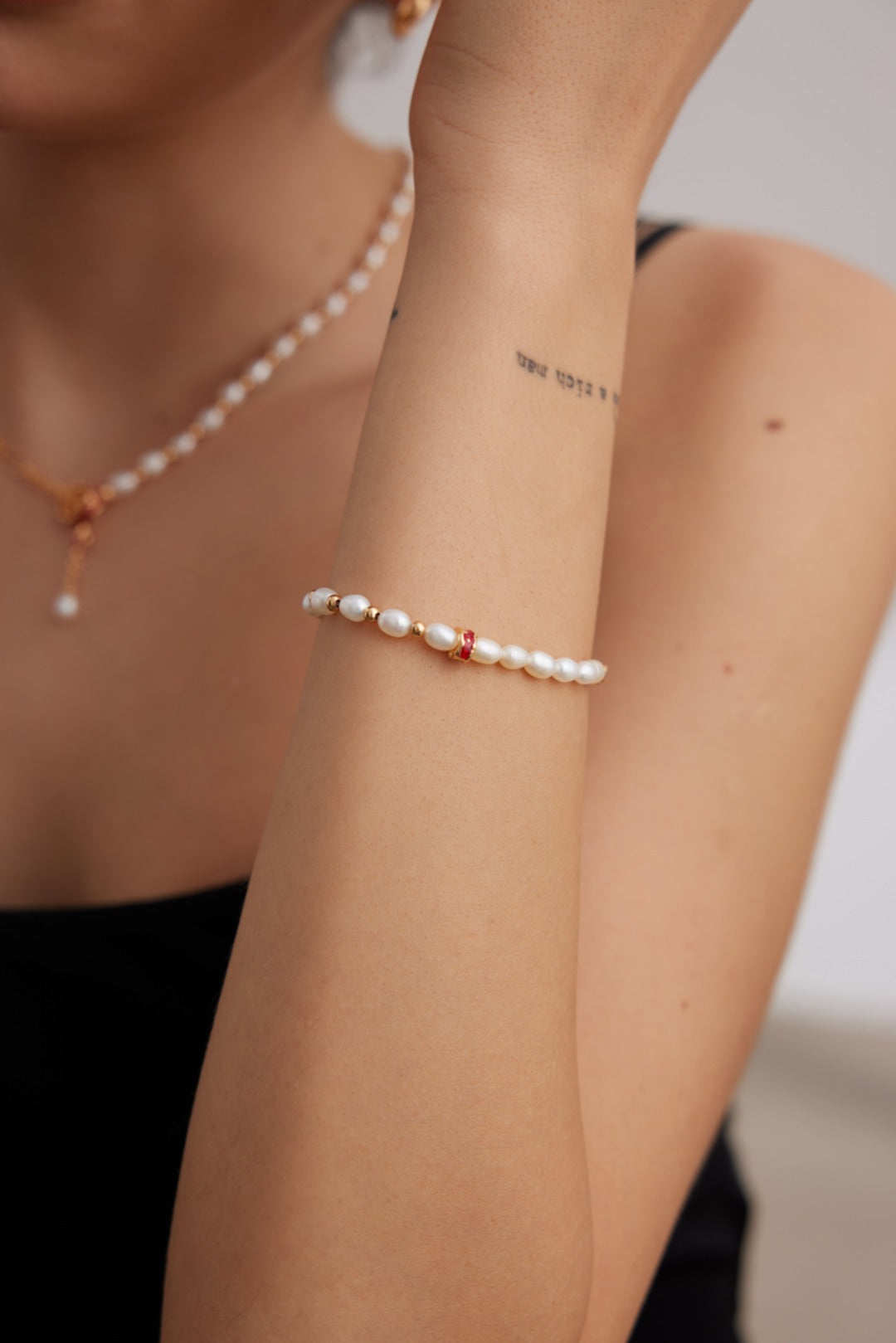Glaze Dripping Silver Pearl Bracelet