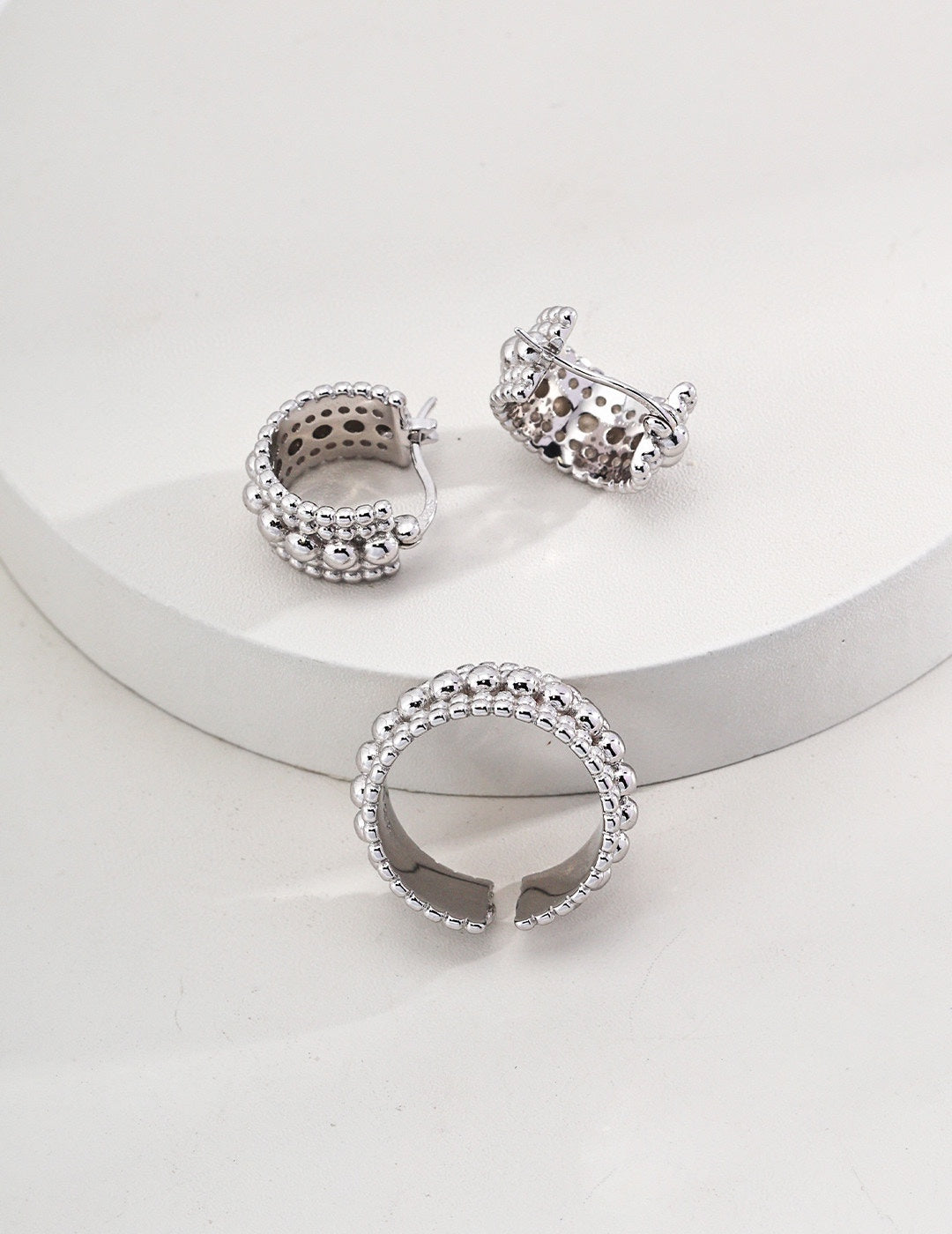 Silver Ball Earring Hoop